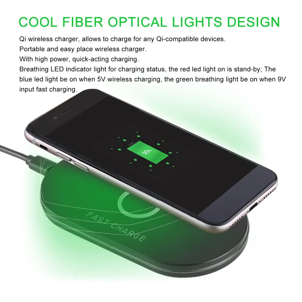 

5pcs Portable Qi Q100 Wireless Charging Plate with LED Indicator USB Interface