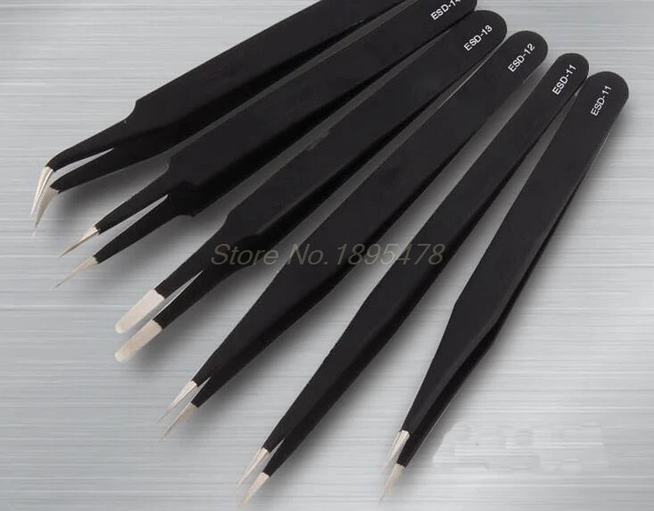 100Set ESD Tweezers Electronic Rework Tool Set Tweezers DIY