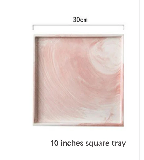 Розовый керамический геометрический поднос в скандинавском стиле, Мраморная посуда, бытовая чайная кофейная тарелка для хранения ювелирных изделий, украшение, новинка - Цвет: 4