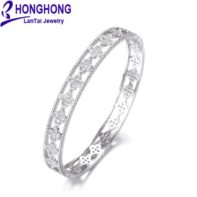 Honghong цветочный узор кубический цирконий браслеты и браслеты для женщин полый дизайн благородные элегантные женские Модная бижутерия Браслеты