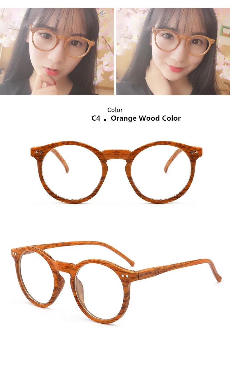 Прозрачные линзы Круглые ретро деревянные зернистые цветные очки близорукость оправа украшение для ПК винтажные оптические очки оправа для мужчин и женщин