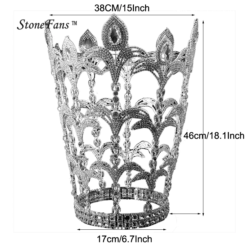 Магазин StoneFans невероятная большая корона витрина для окна украшения горный хрусталь Рождество король королевы Свадебный диадема в виде короны