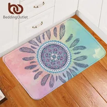 Постельные принадлежности Outlet Мандала коврики для ванной нескользящие розовые и синие коврики для ванной комнаты богемные перья области коврик для гостиной 40x60 см