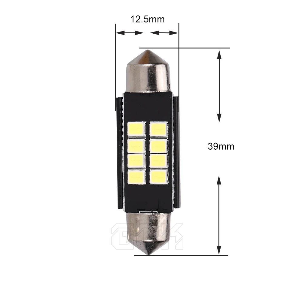 2 x светодиодная гирлянда с can-шиной 8SMD 31 мм 36 мм 39 мм 42 мм SV8.5 C10W C5W светодио дный 2835 SMD Чтение свет автомобиль купол лампы Подсветка регистрационного номера