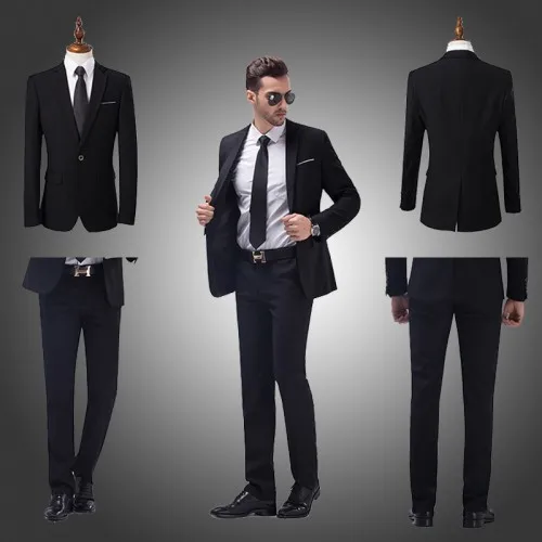 Формальные Жених для мужчин костюмы Slim Fit с длинным рукавом Бизнес и свадебные Жених Высокое качество смокинги для - Цвет: Черный
