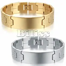 Модное мужское ювелирное изделие, браслет из нержавеющей стали цвета золото/серебро, широта- 16 мм, диаметр- 8.1 дюйм