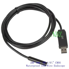 HD USB эндоскоп 2 м 1/6 VGA CMOS МП 9 мм объектив 1600x1200P 6 светодиодов