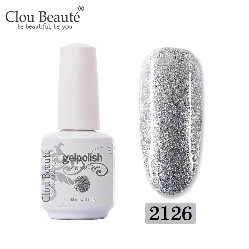 Clou Beaute Gel Nail Polish Top UV LED Gel Nail Art Varnish Hybrid Gel Polish Semi Permanent Vernis Gellak Glitter Gel Lacquer - Цвет: 2126