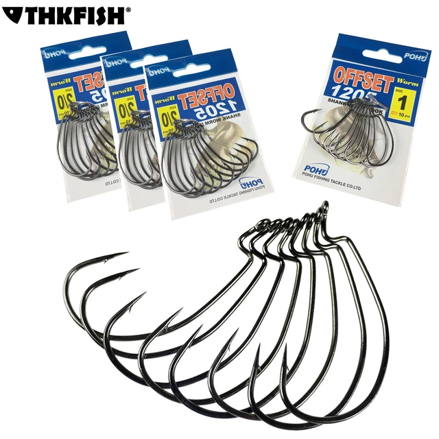 20Pcs #1 #2 #3 #4 #5 2/0 1/0 3/0 Offset Worms Fishing Hooks