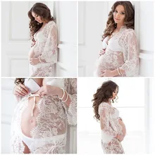 Maternity Mama Gown Eyelashes Lace Transperant Maternity Dresses Studio Photo Shoot Clothes Maternity Photography Props Gown