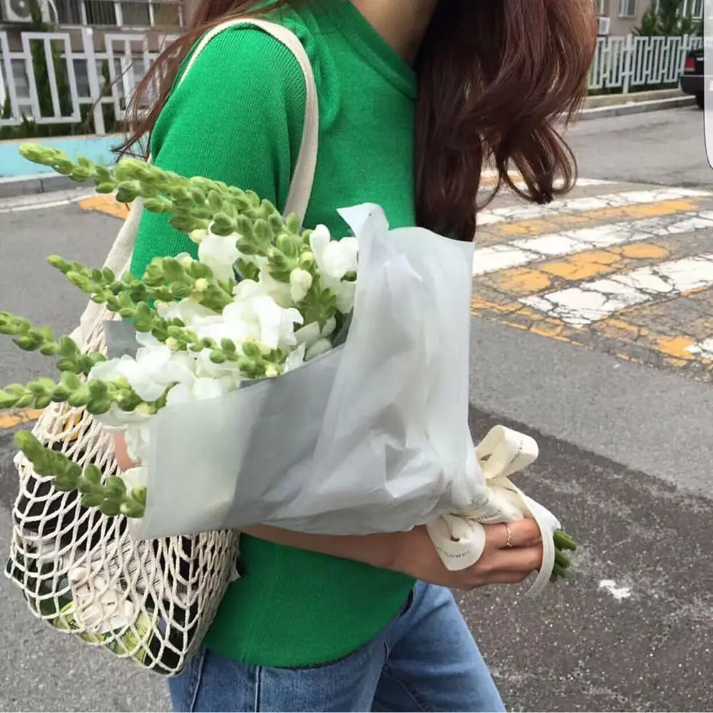 

New Mesh Shopping Bag Reusable String Fruit Storage Handbag Totes Women Shopping Mesh Net Woven Bag Shop Grocery Tote Bag