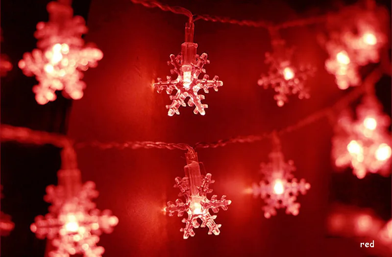 1 м-20 м Снежинка на батарейках светодиодный праздничный светильник струнные Феи сказка Рождество год Свадебная вечеринка украшения - Испускаемый цвет: Красный