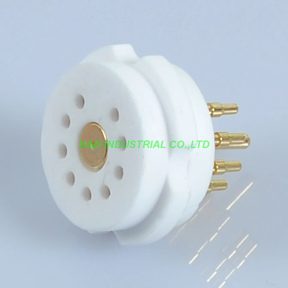 

2pcs CMC 9 Pin steel Ceramic Machine made Gold Tube Socket for ECC83 12AX7 EL84