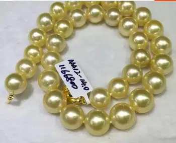 شراءGorgoeus Tsouth البحر جولة 12-14mm الذهب اللؤلؤ قلادة 18 بوصة 925 S