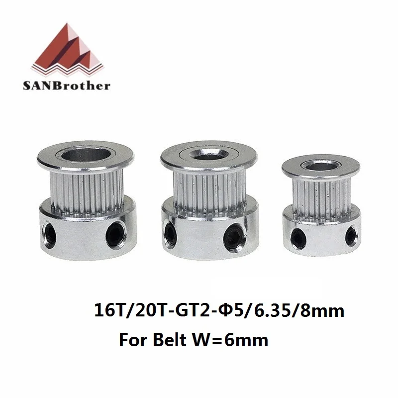 1PCS GT2 20 Tooth Timing Pulley Aluminum 3D Printer Parts 2GT 20teeth Bore 5mm Width 6mm Part Synchr