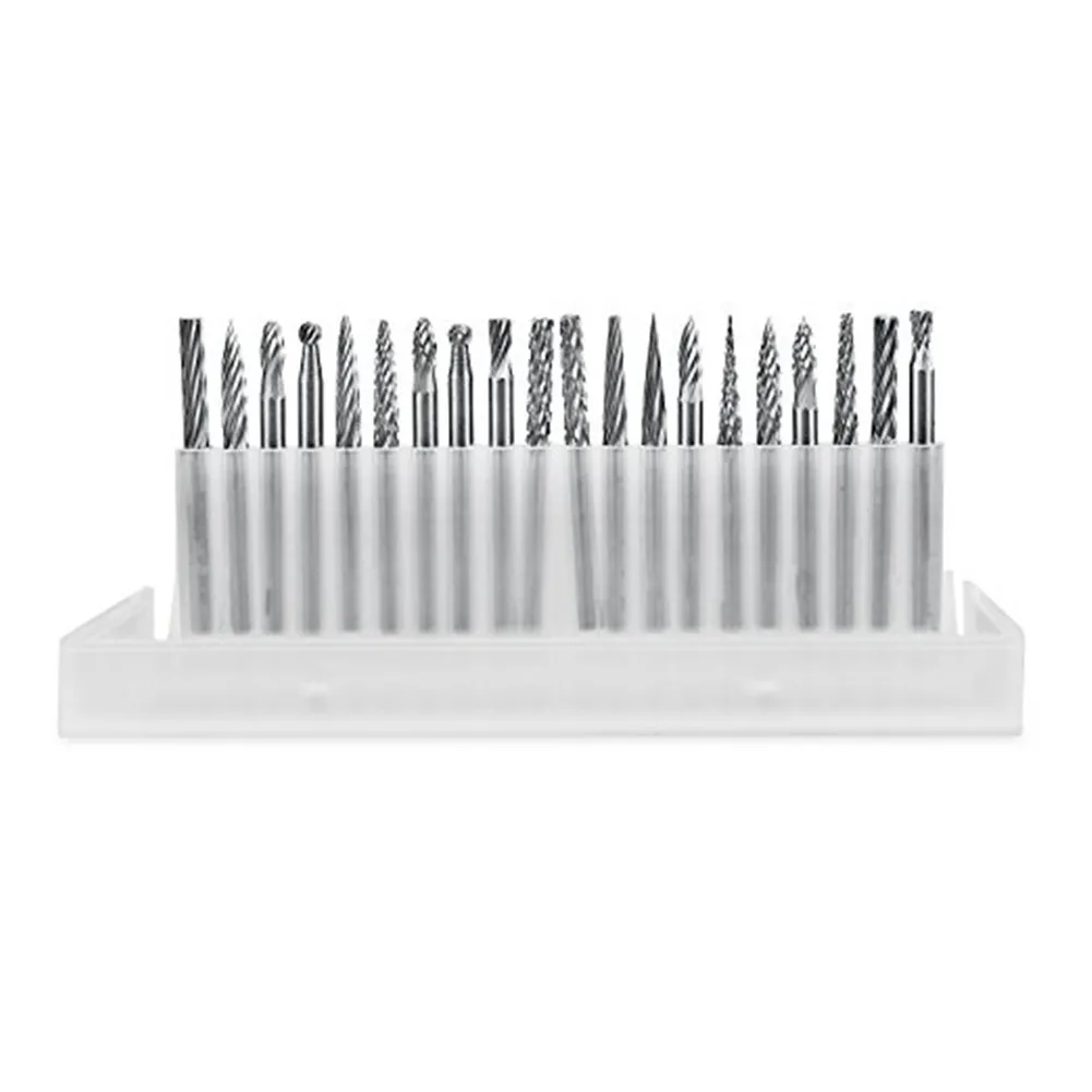 

20 Pcs/set Milling Cutter Set 1/8 Inch 3mm Shank Grinding Head Tungsten Carbide Rotary Burr Milling Cutter with Plastic Case