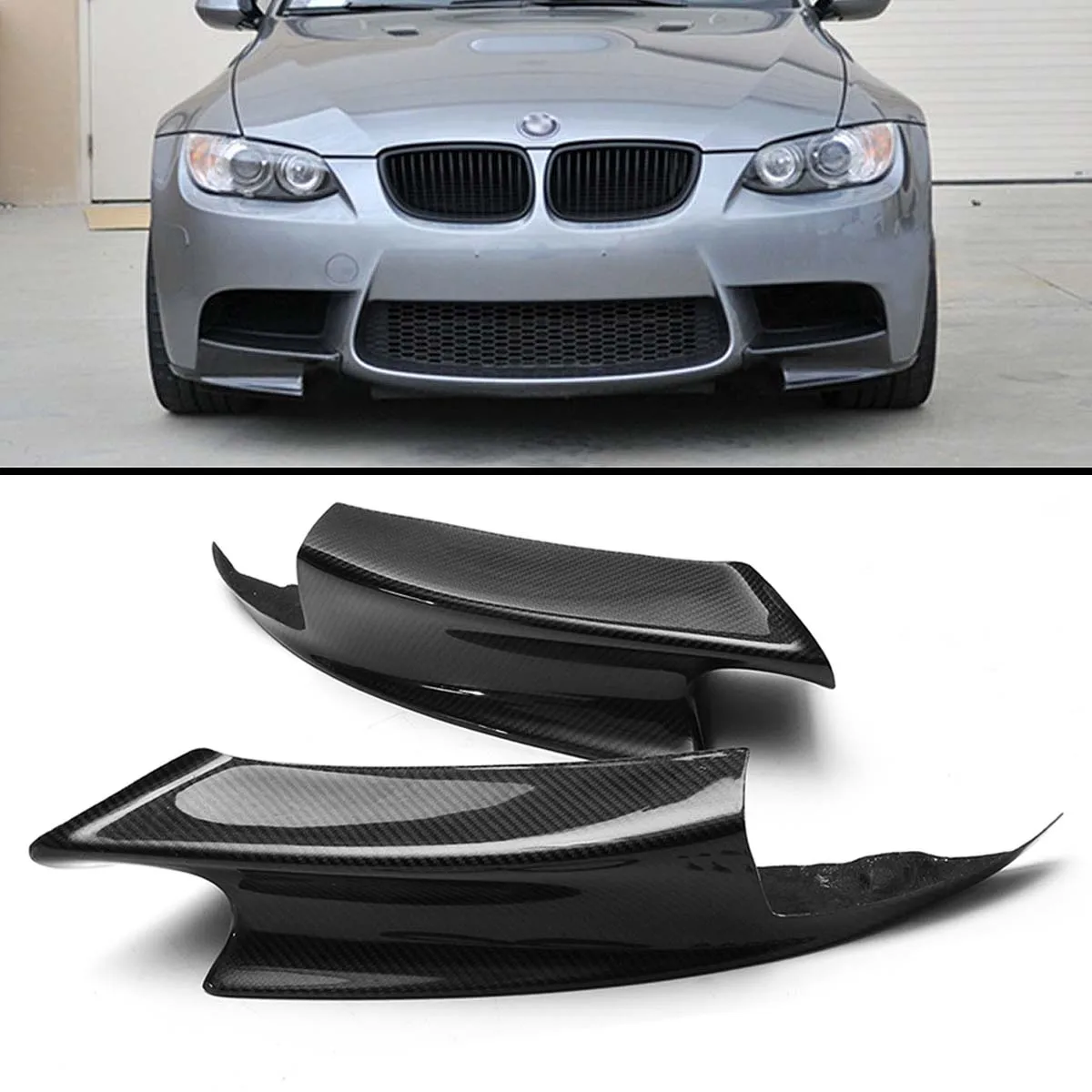 

2PCS Carbon Fiber Front Bumper Lip Splitter Spoiler Flap Cupwings for B MW 07-12 E92 E93 M3 M-sport Bumper