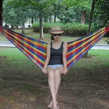 Открытый Сад Гамак Портативный подвесная кровать путешествия отдых спальный гамак качели холст в полоску 200*80 см