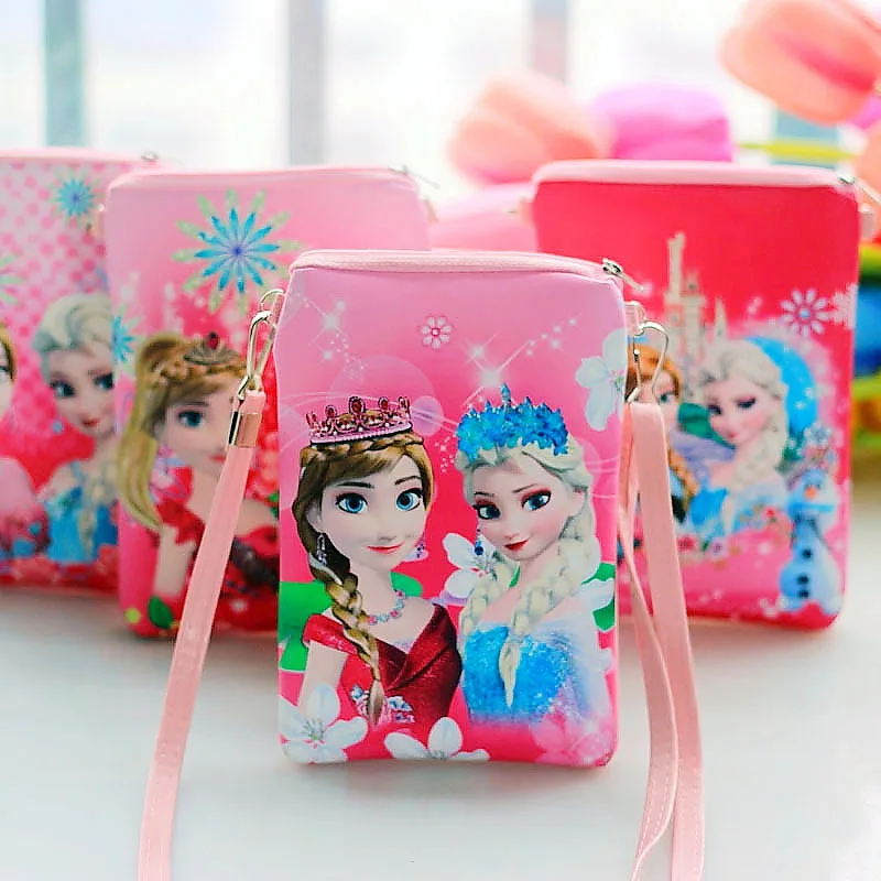 Disney Pu мультфильм рюкзак милый Эльза Анна девочка сумка для еды двойная сумка через плечо на молнии мобильный телефон сумка замороженная
