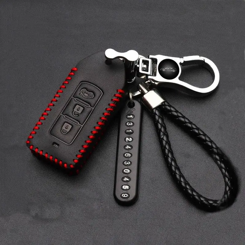 

1Pc Leather Car Key Fob Case Cover Shell For Mitsubishi Eclipse Cross ASX 2018 New Fashion Interior Accessories Key Case For Car