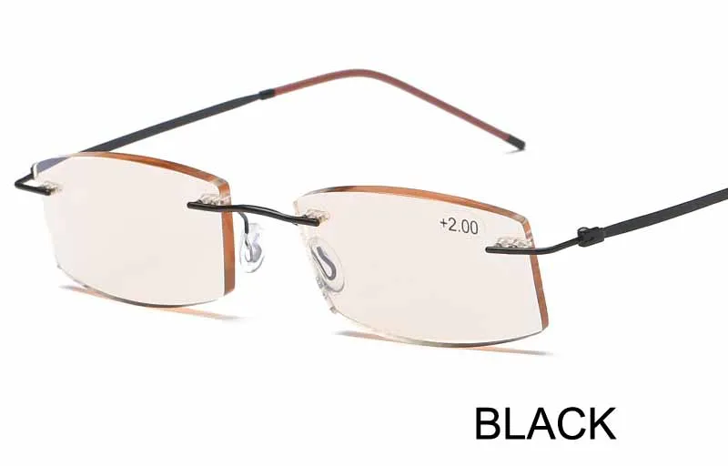 Feishini анти Синие лучи тонированные линзы компьютерные очки для чтения без оправы мужские из нержавеющей стали диоптрий пресбиопические очки для женщин - Цвет оправы: PGJ035 black
