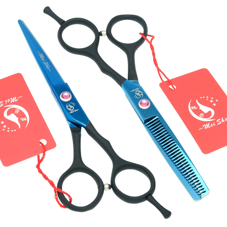 

Meisha 5.5 Inch Hairdressing Scissors Kits Japan 440C Black&Blue Barbers Hair Cutting Shears Thinning Tesoura Hair Razors HA0167