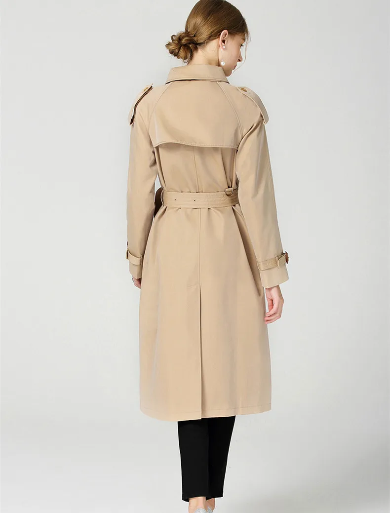Top quality england style Trench coat women's double breasted windbreaker coat Fashion lady elegant belt coat D519