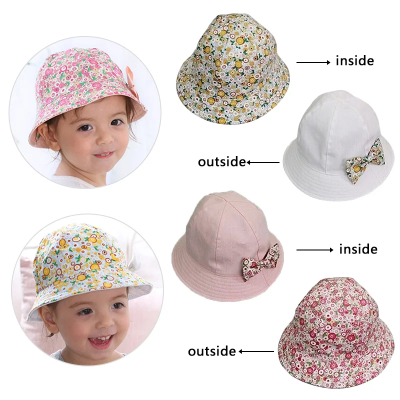 Милая летняя детская шляпа с цветочным рисунком и бантом; пляжная шляпа от солнца для девочек; Панама; кепка; детская шапка; кепка; casquette fille Enfant Infant