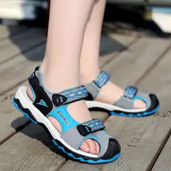 Летние пляжные сандалии детские сандалии для мальчиков летняя кожаная обувь Повседневное спортивные сандалии для маленьких мальчиков