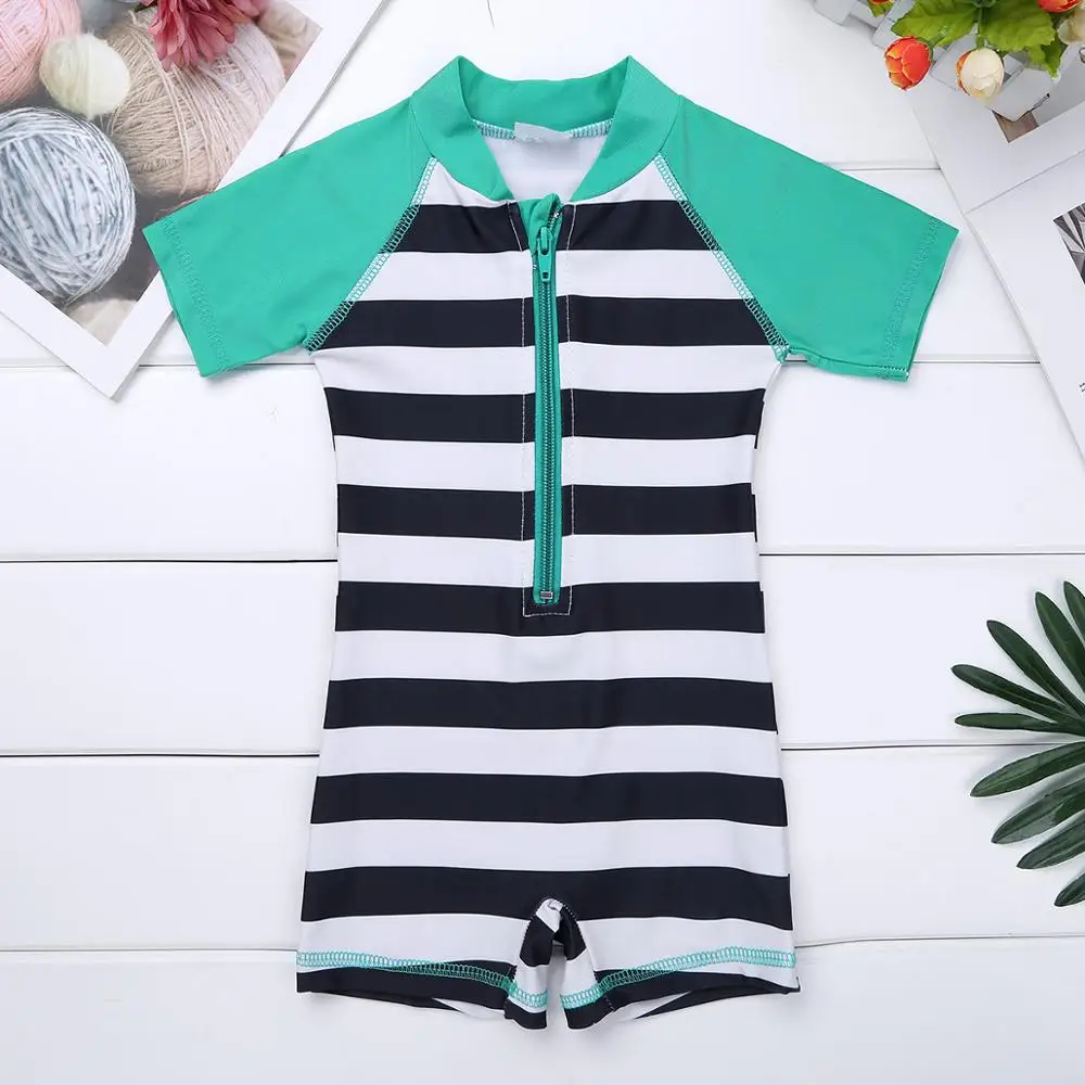 Unisex Infantil Baby Boys Girls Clothing Summer Leotard Swimwear One piece Zippered Striped