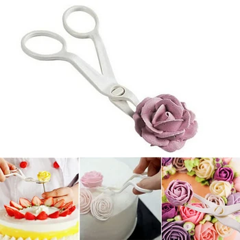 

1 PC Plastic Scissor Flower Fondant Decorating Cake Tool Flower Lifter Cake Edge Scissor Clip Cream Transfer Confectionery Tools