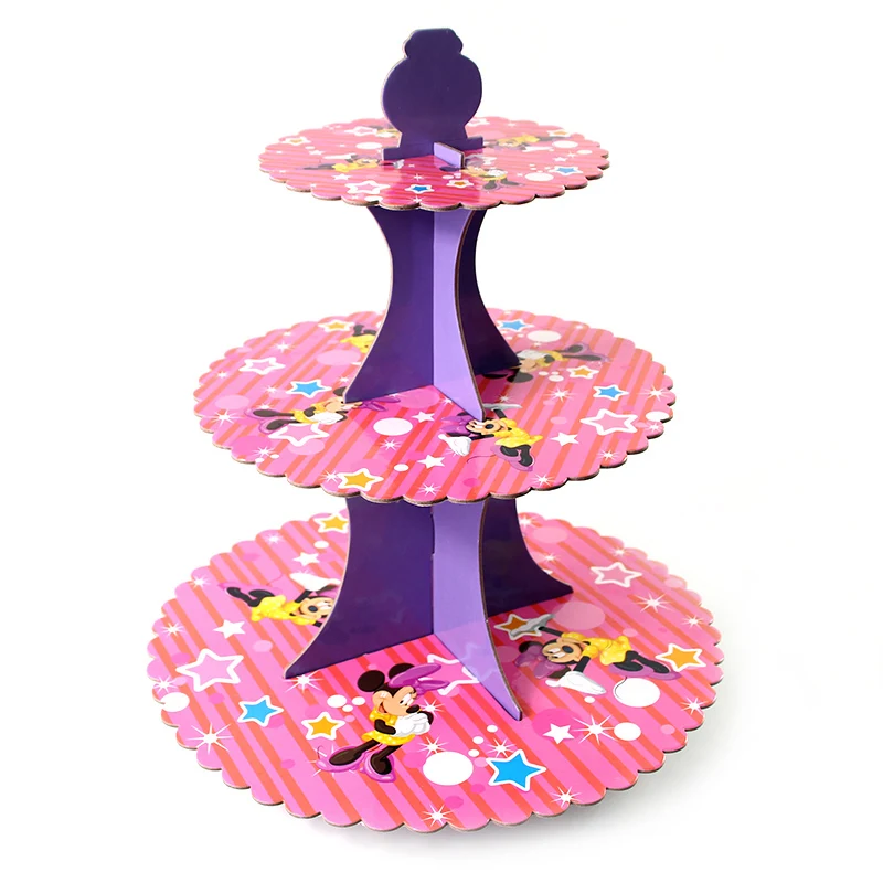 

1set Cartoon Minnie Mouse Theme Baby Shower Birthday Party Decorations Supplies Cardboard Cupcake Stand Holder