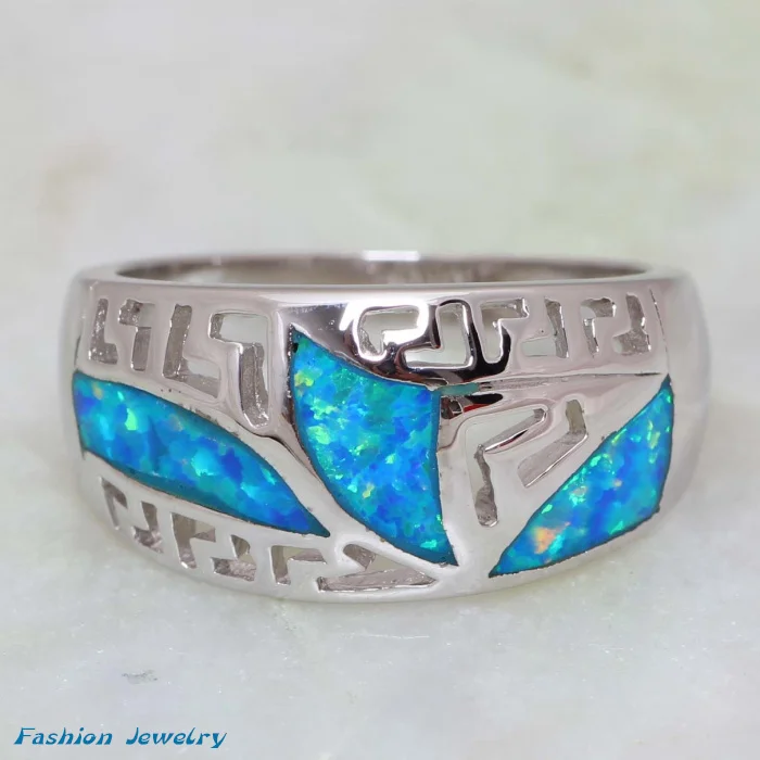Женские серебряные кольца Ocean Melody с голубым огненным опалом размеры 6 25 5 75 7 R375