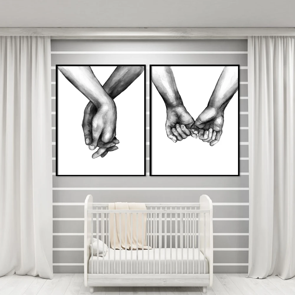 Скандинавский Постер Черный и белый холсты с руками картины любовника художественная стена с цитатой для гостиной абстрактный минималистичный Декор