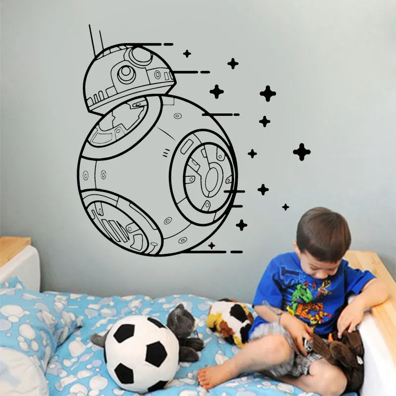 

BB-8 Star Wars Wall Vinyl Sticker The Force Awakens Vinyl Droid Decal Childrens Room Stencil Cool Gift For Boy C447