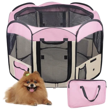 

Portable Folding Pet Carrier Tent Dog House Playpen Multi-functionable Cage Dog Easy Operation Octagon Fence Pet Tent HWC