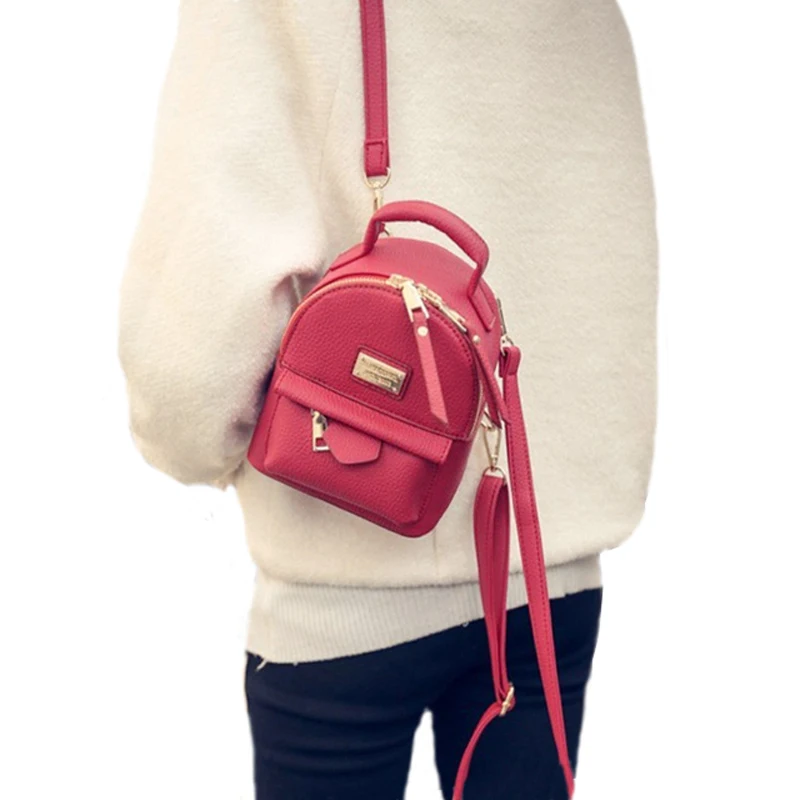 

The New Women Female Backpack Shoulder Bag Messenger Mini Small Backpack College Wind Pu Leather Simple Retro Leisure Black Bag