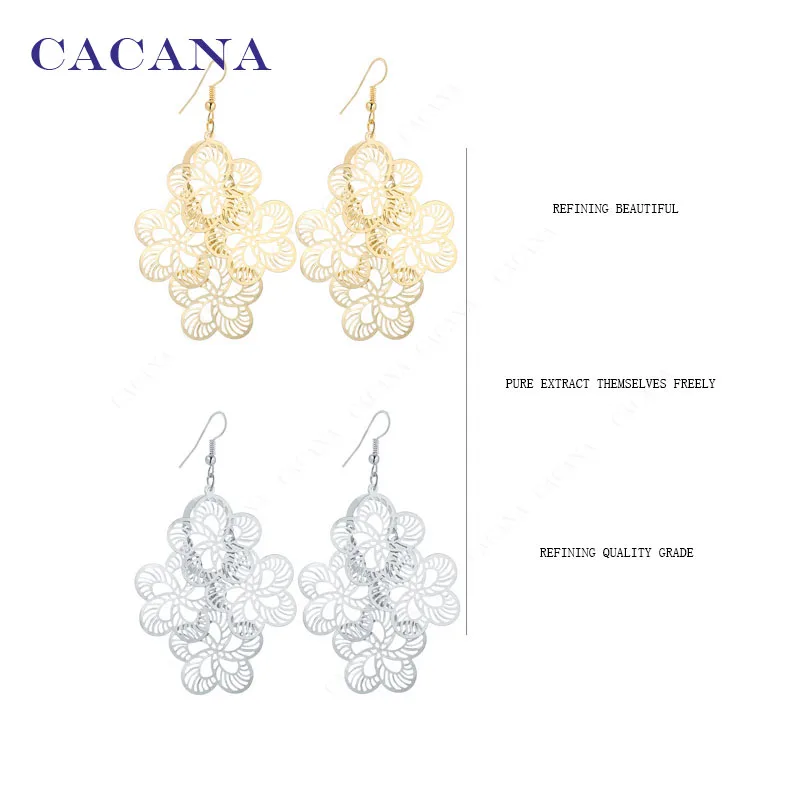 CACANA Dangle Long Earrings For Women Surround Flowers Top Quality Bijouterie Hot Sale No.A113 A114