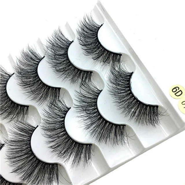 Special Offers New Luxury 5Pair 6D Hair False Eyelashes Natural Messy Eyelash Crisscross Wispy Fluffy Lashes Extension Eye Makeup Tools