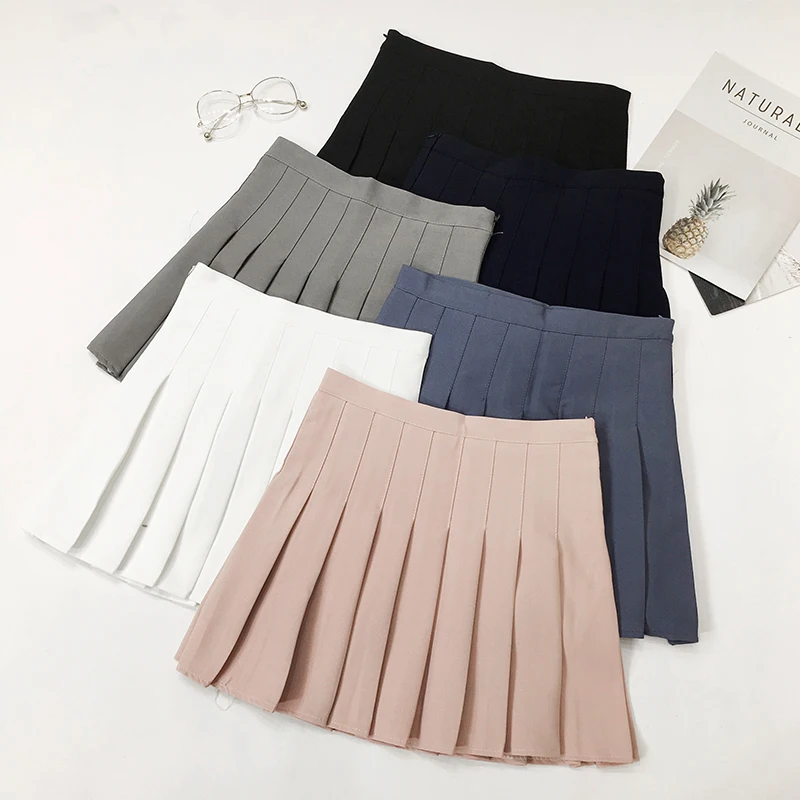 2019 Summer High Waist Pleated Skirt Women School Uniform Harajuku Mini ...