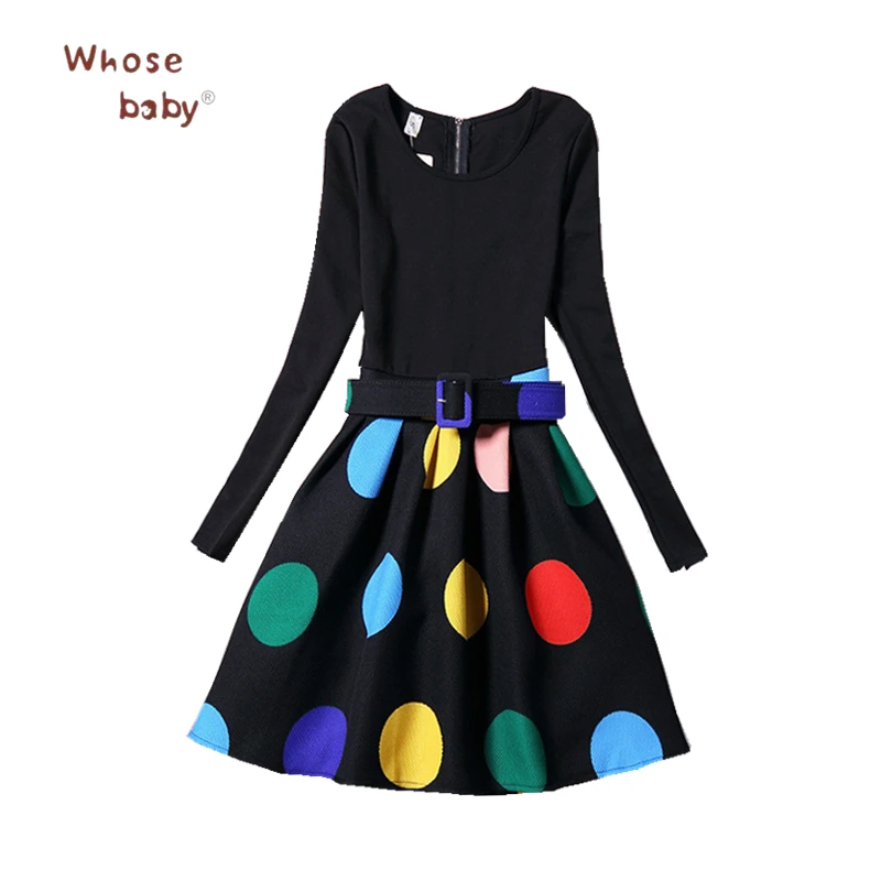 

Teenager Dresses For Girls Autumn Winter Print Rose Dot Pattern Kids Long Sleeve Christmas Costumes For Girl Children