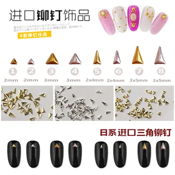 

3000pc Miniature Gold Metal Alloy Tribal Triangle Nail Polish Art Fashion Accessory Studs2mm, 3mm, 4mm, 5mm silver gold colors