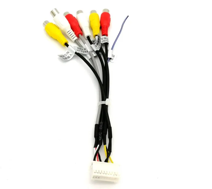 

Car Radio Navigation 20 Pin Plug connector AV in Output with 6 RCA Wire Harness Wiring Adapter Cable Reaview Camera
