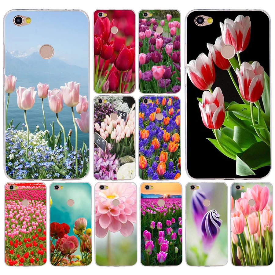 

138H Red Blue Spring Tulips flower field Silicone Soft Tpu Cover phone Case for xiaomi redmi 4a 6a 4x note 5a pro mi a1