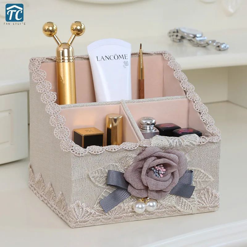 

European Cosmetics Storage Box Desktop Remote Control Makeup Brush Tube Rack Holder Dresser Combination Container Organizer