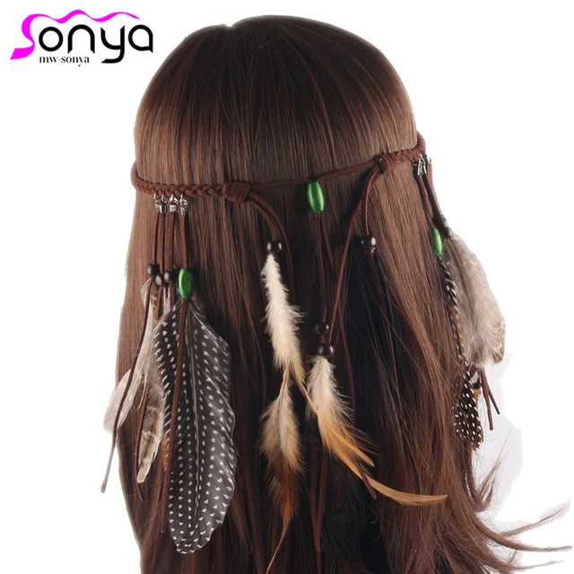 Mwsonya Native American Indian Feather Headband Festival Headdress Mwsonya Native American Indian Feather Headband Festival Headdress Hair Accessories Women Hairwear 4i3013