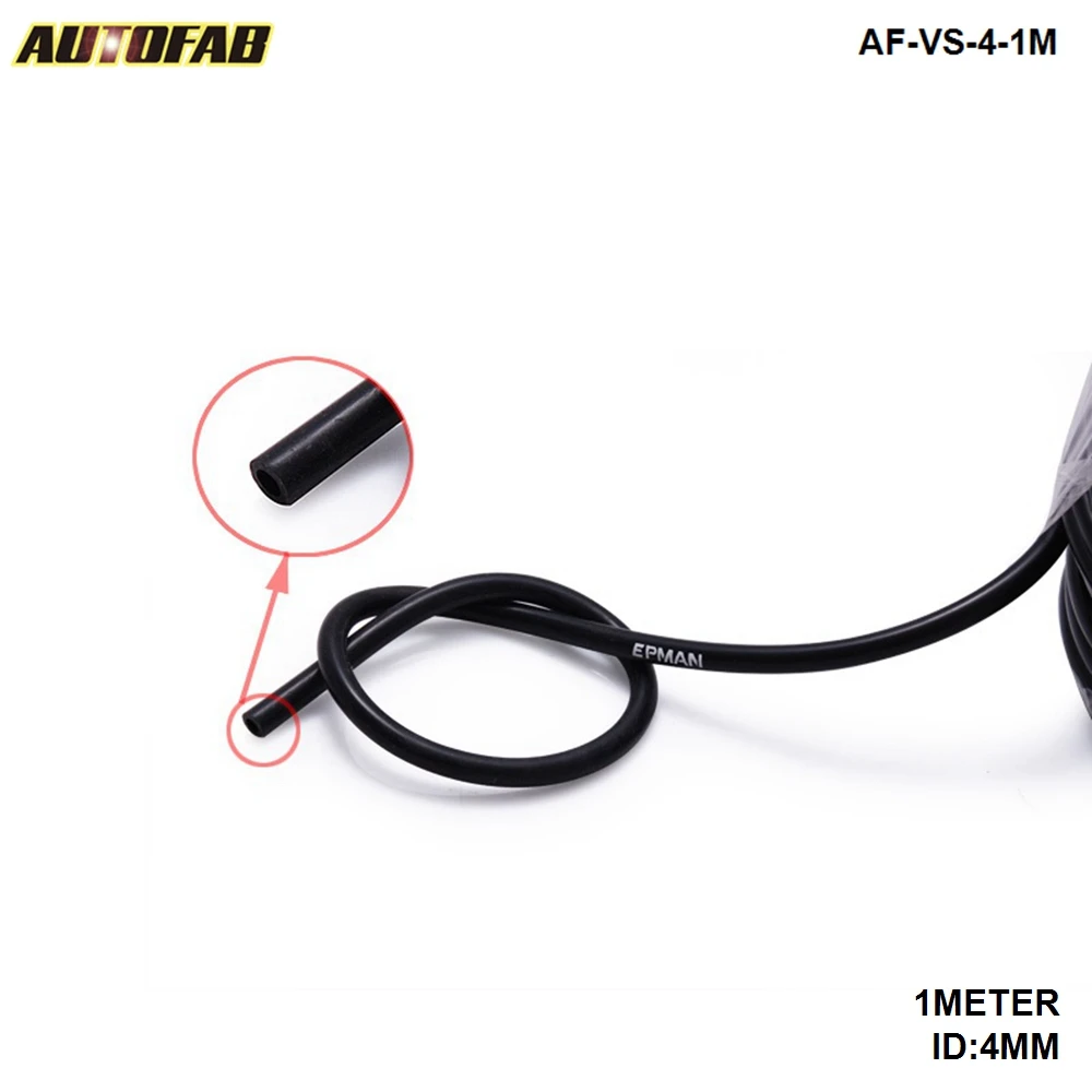 AUTOFAB - 4mm1meter Silicone Silicon Vacuum Hose Oil Turbo Dump Radiator Rubber Air Vac Pipe Black For Honda AF-VS-4-1M