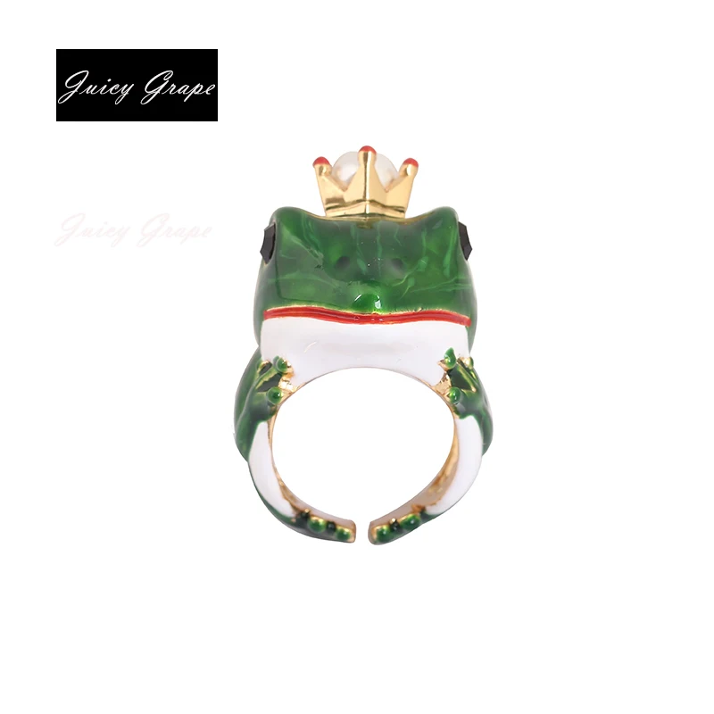 Женское кольцо с эмалью и регулируемое в виде лягушки|frog ring|ring ringelegant ring |
