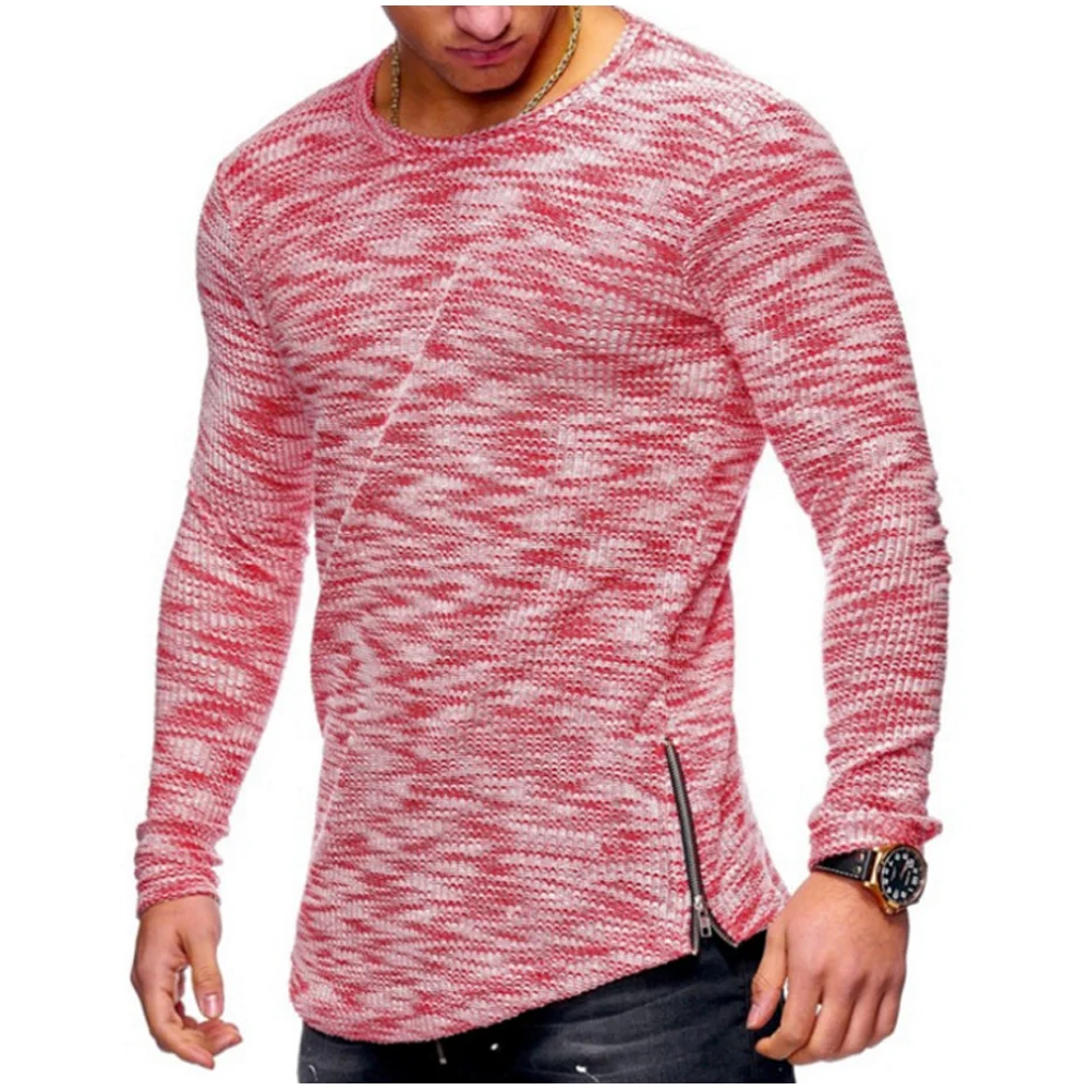2019 Summer Men T Shirt Casual Long Sleeve Slim Men'S Round Neck Tops Tees Stretch T-Shirt Mens Clothing Chemise Homme 3XL