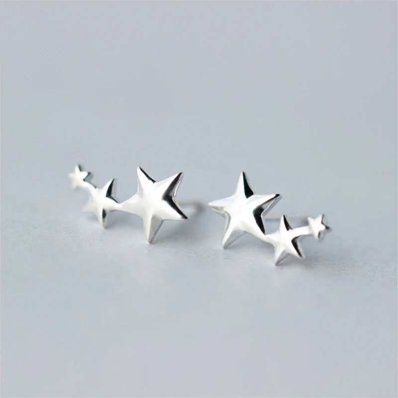 

MloveAcc 925 Sterling Silver Three Stars Stud Earrings 2018 Valentine's Day Gift Women New Sterling Silver Jewelry Earrings